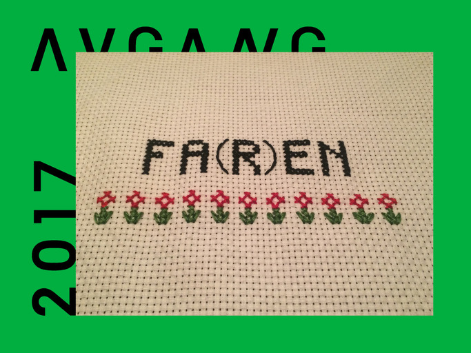 "Fa(r)en". Broderi: Sara Helen Skogøy "Fa(r)en". Broderi: Sara Helen Skogøy