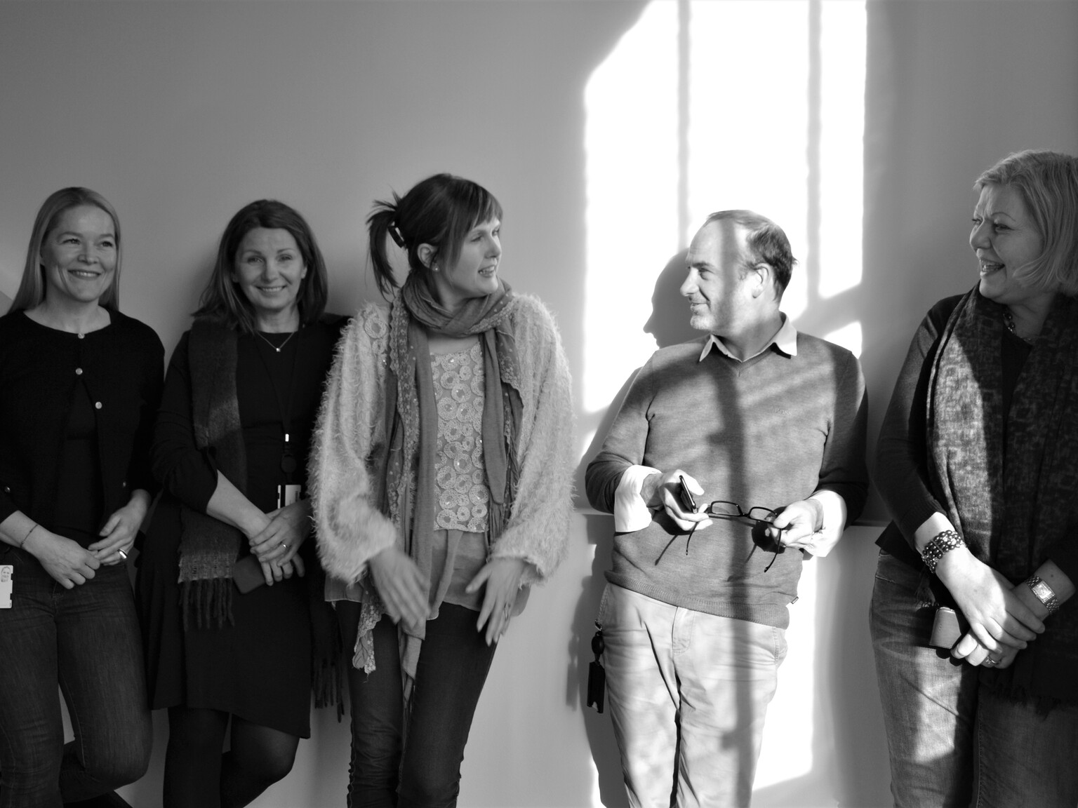 HR-teamet ved KHiO. Fra venstre: Cathrine Følstad, Rannveig Overvik, Benedicte Angell, Christophe Gras og Torild Gjerdet. Lillian Andersen var ikke til stede da bildet ble tatt.