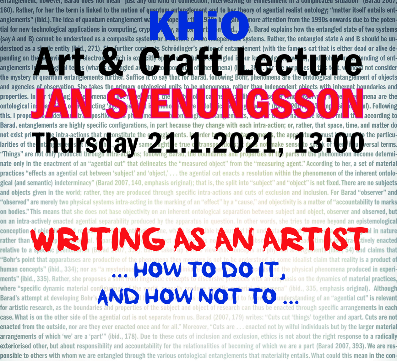 Art and Craft Lecture: Jan Svenungsson