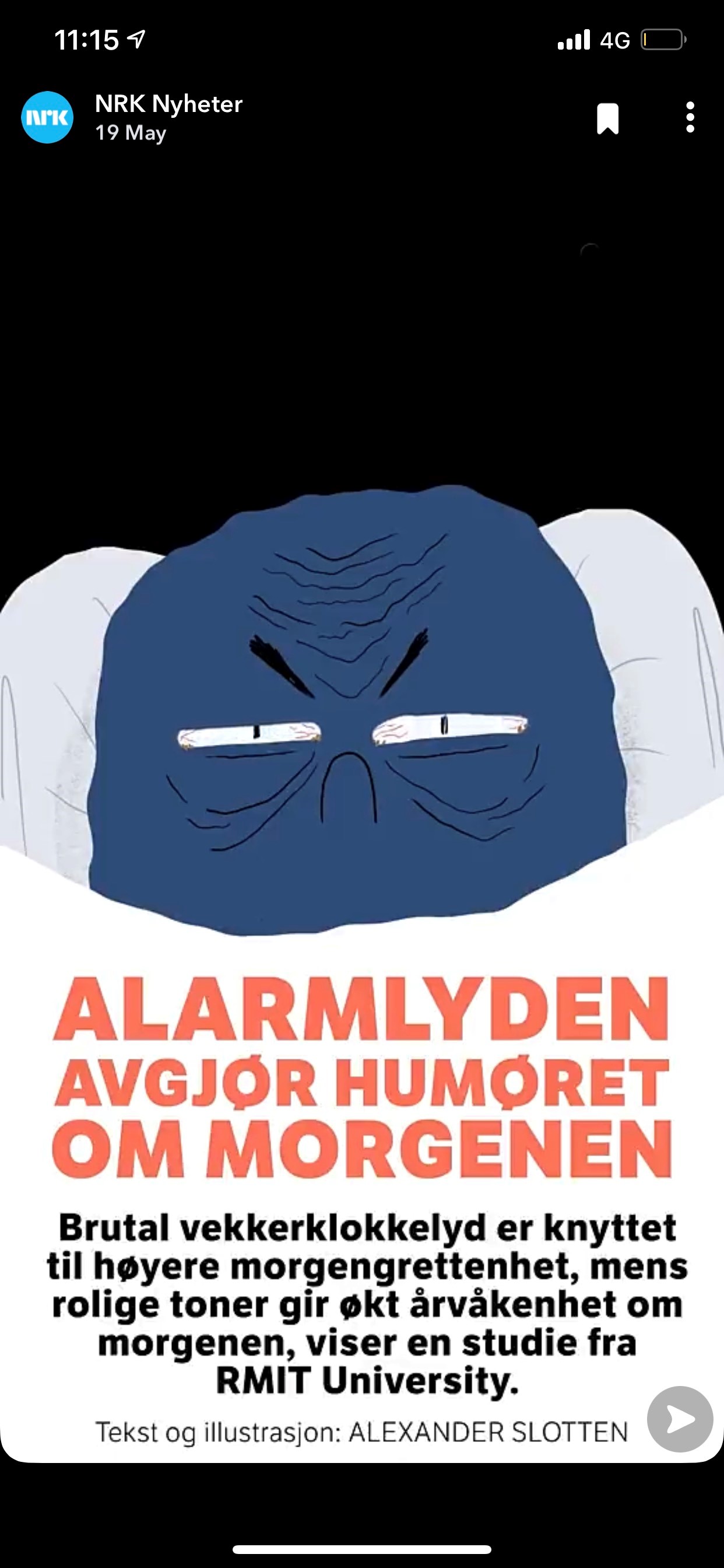 Alarmlyden avgjør humøret om morgenen, Alexander Slotten for NRK Nyheter.