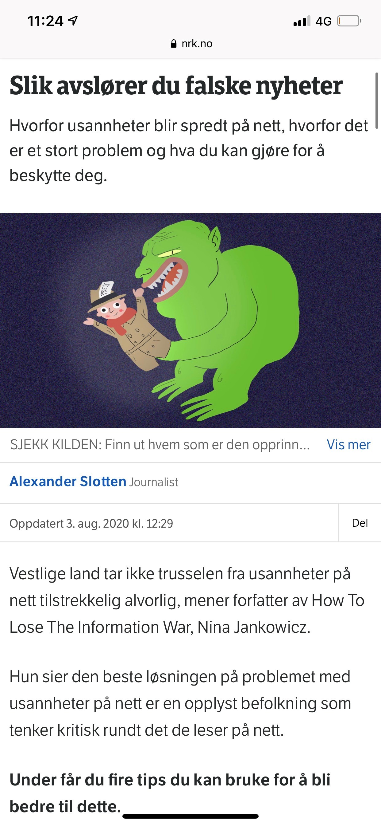 Slik avslører du falske nyheter, Alexander Slotten for NRK Nyheter.