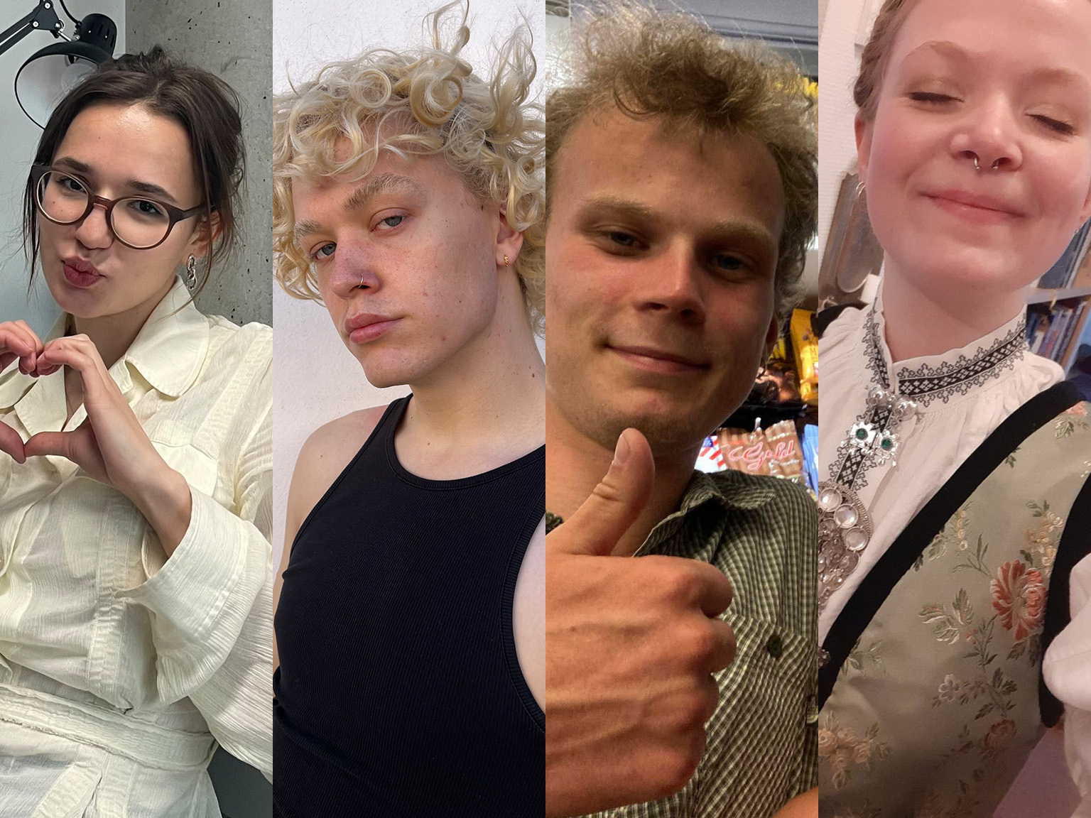 Nytt studentråd: fra venstre Sofiia Nesterova (nestleder), Sigurd Bolstad (medlem), Rasmus Drastrup (medlem) og Magda Thomsen (leder).