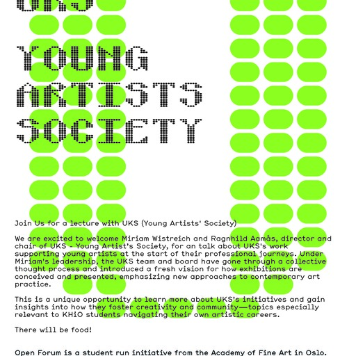 Open Forum / Lecture with UKS (Young Artists' Society)