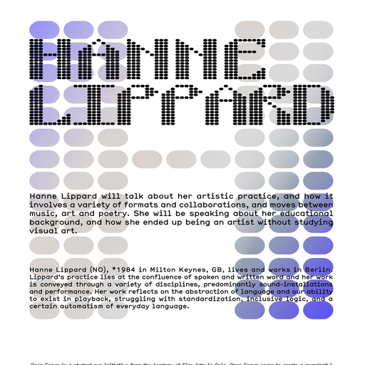 Open Forum: Hanne Lippard