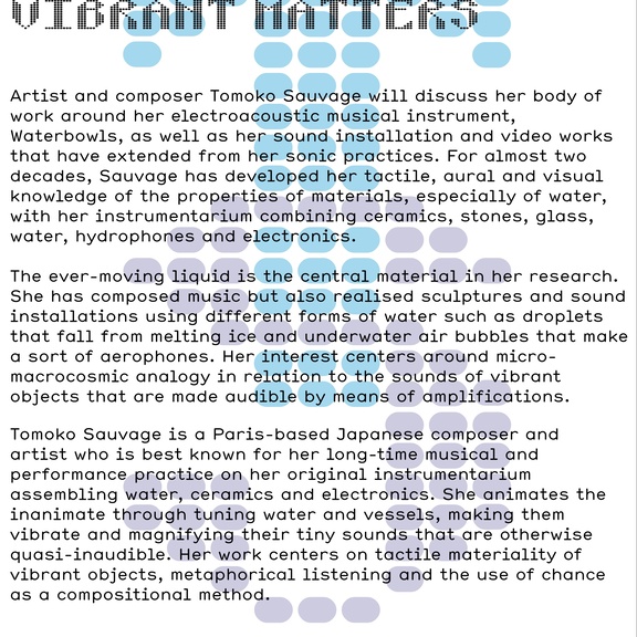 Open Forum: Tomoko Sauvage / Vibrant Matters