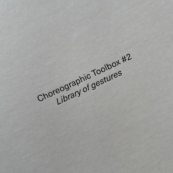 Choreographic Toolbox #2: Library of gestures